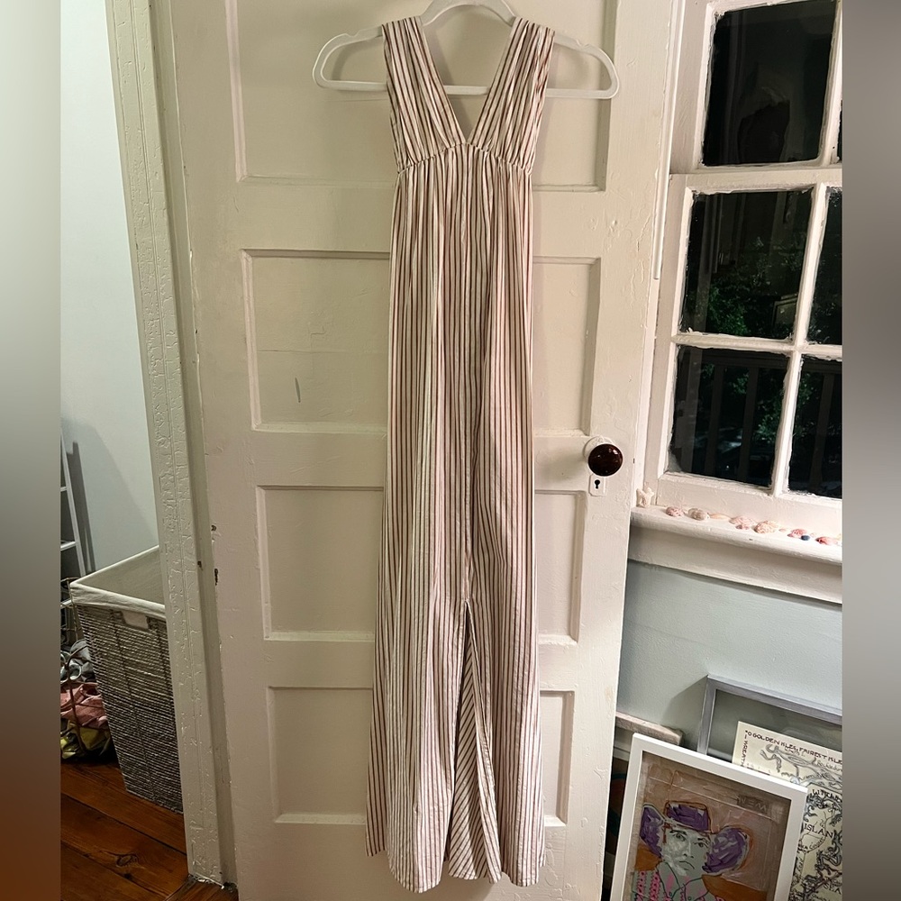 Anthropologie Bow Back Maxi Dress | Medium | Gold & Cream - Picture 4 of 9